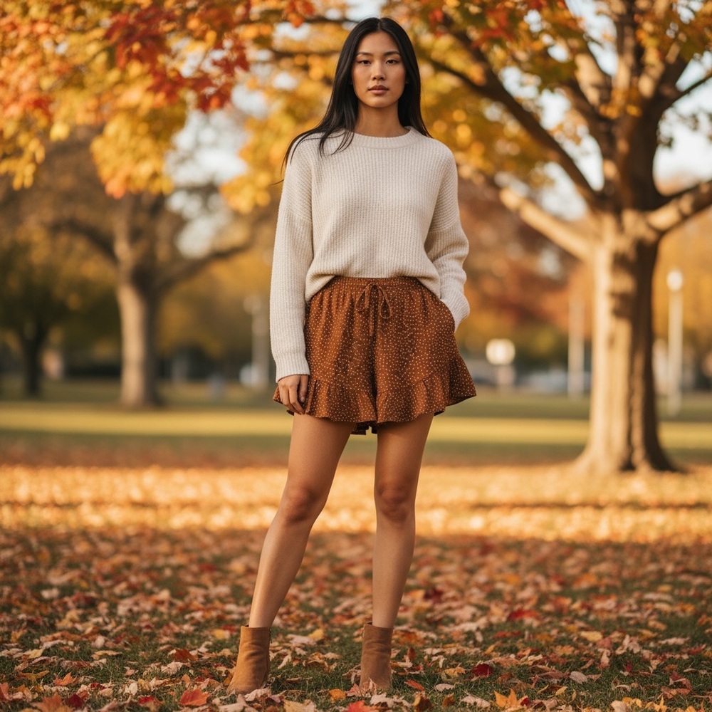 Crescent Brown Polka Dot Women's Shorts